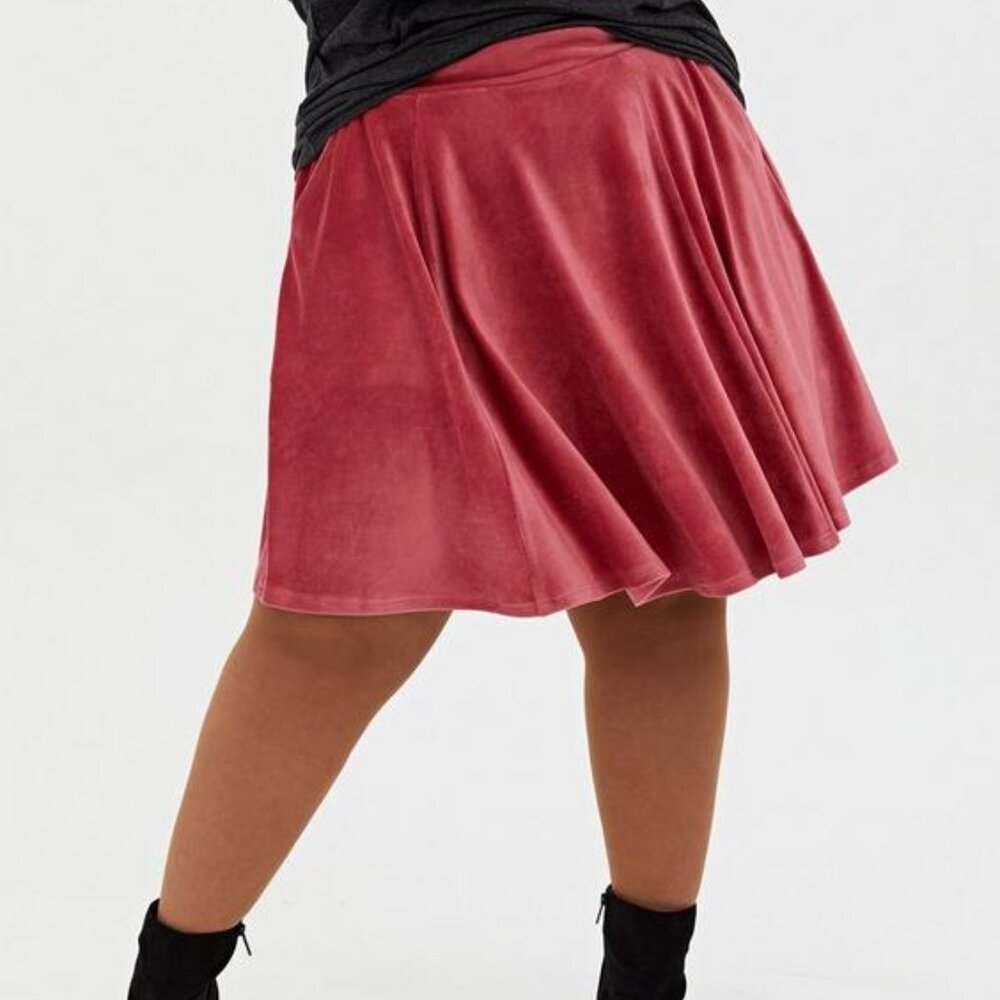 Dusty Red Textured Mini Circle Skirt